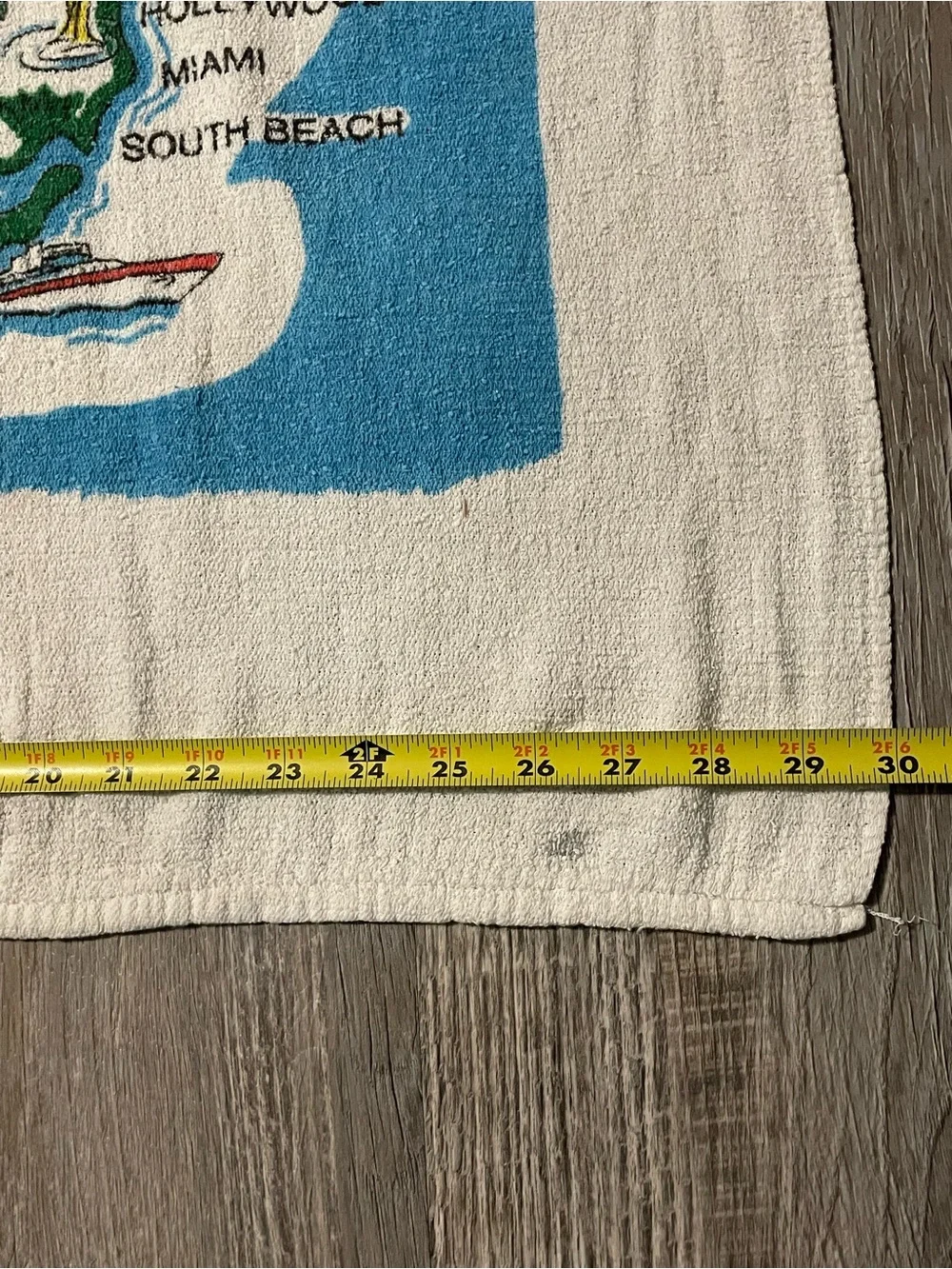 Vintage Florida Map Graphic Beach Towel - Bright Blue & White